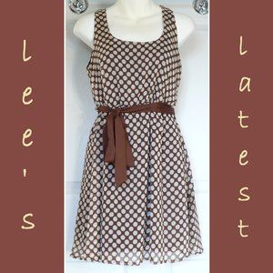Monteau Open Back Sleeveless Polka Dot Dress Small